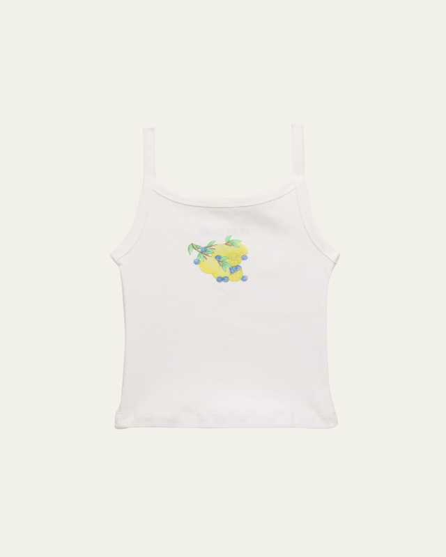 Girl's Tween Lemon Graphic Tank Top, Size S-